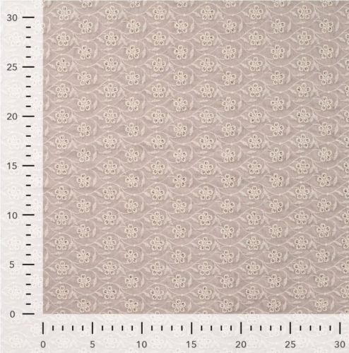 leichter Baumwoll-Stoff Loch-Stickerei Blümchen /Sand